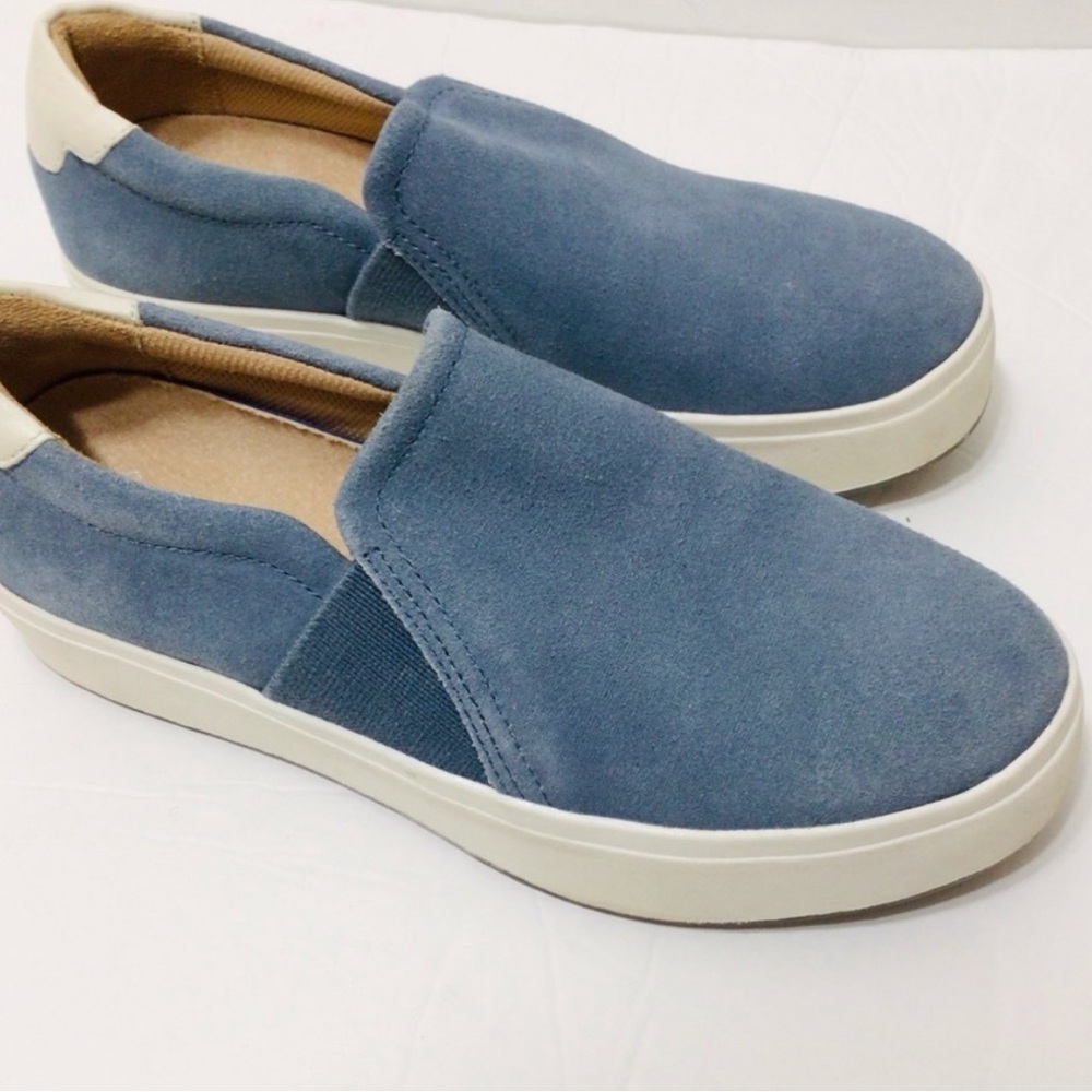 Blue Suede Slip On Shoes